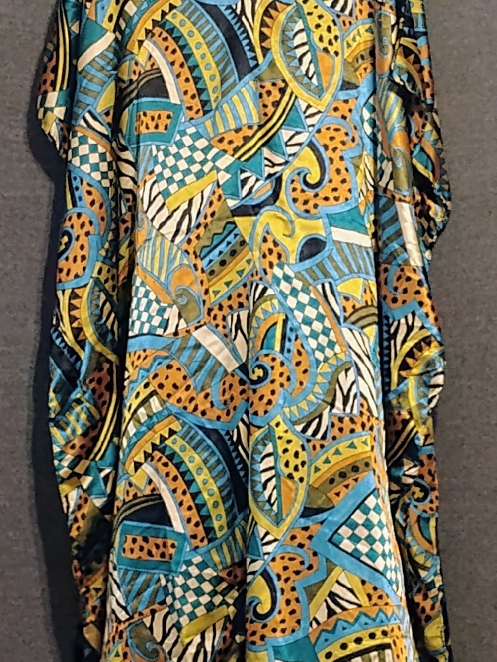 Women’s Multicolor Patterned Dress - Turquoise & Mustard
